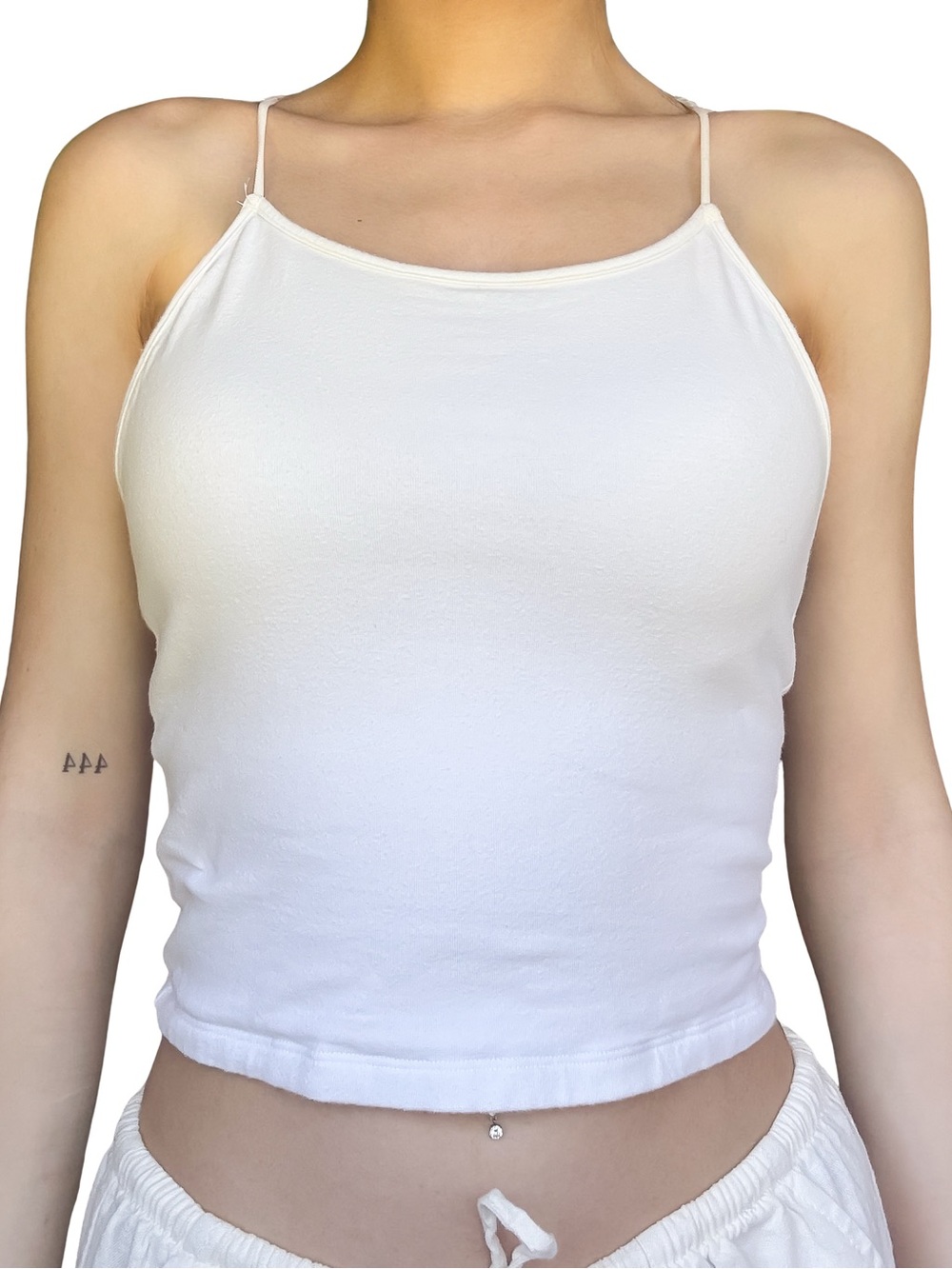 AMERICAN EAGLE Crop Tank Top Spaghetti Strap in White Size S GUC